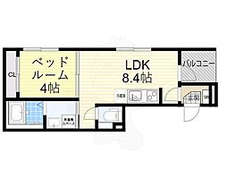 カメリア神崎川 1LDKの間取図画像