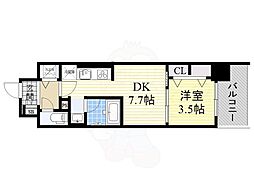 ラルシェパルク新大阪 1DKの間取図画像