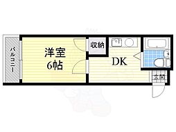 シティーハイツ淡路 1DKの間取図画像
