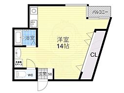 有馬パレス西中島 ワンルームの間取図画像