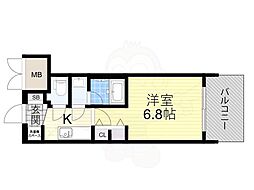 プレサン神崎川FINEBLESS 1Kの間取図画像