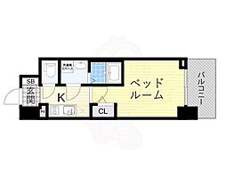 エスリードレジデンス大阪グランノース2 1Kの間取図画像