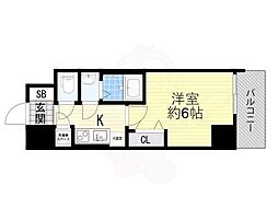 ディームス新大阪 1Kの間取図画像