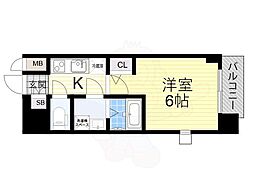 エスリードレジデンス新大阪PRIME 1Kの間取図画像