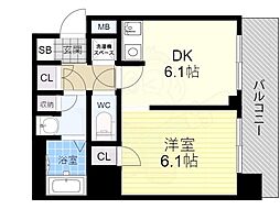 シティライフ新大阪 1DKの間取図画像