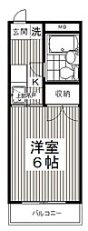 タニーハイツ 1Kの間取図画像