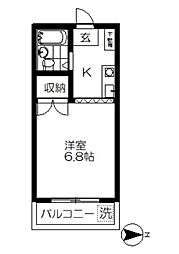 ハーモナイズヴェルデ 1階1Kの間取り