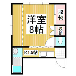 吉川ビルマンション 2階1Kの間取り