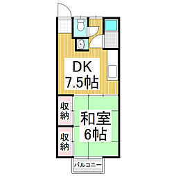 マンションヨコタ第三 2階1DKの間取り