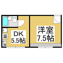 やぶ八ビル 2階1DKの間取り