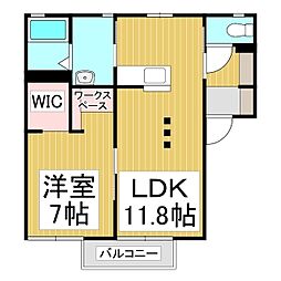 ルミエール　Ｂ 1階1LDKの間取り