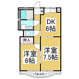 ロイヤルマンション優 3階2DKの間取り