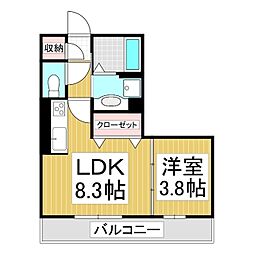 ビバーチェ辻 1LDKの間取図画像