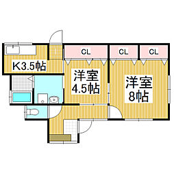斉藤住宅 2Kの間取り