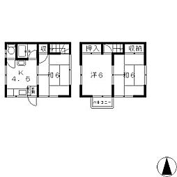 タカダアパート 1階3Kの間取り