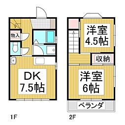 光ハウス 1階2DKの間取り