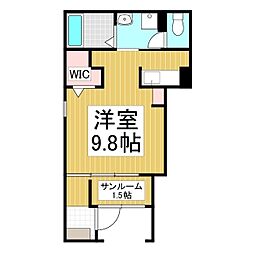 ポルトフィーノ　AY 1階ワンルームの間取り