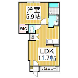 スターテラス 1階1LDKの間取り