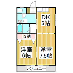 藤グリーンハイツ 3階1LDKの間取り