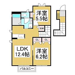 シャーメゾン恵 2階2LDKの間取り
