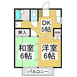 福島アパート 2DKの間取図画像