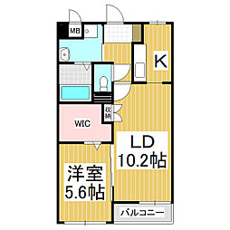 桔梗 1LDKの間取図画像