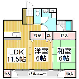 マンションステラ 2LDKの間取図画像