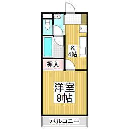 レジデンス市田 1Kの間取図画像