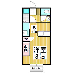 ドミール北方 1Kの間取図画像