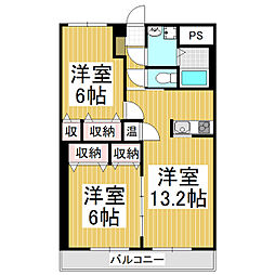 メゾン殿岡 2LDKの間取図画像