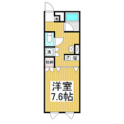 オオシタビル 1Kの間取図画像