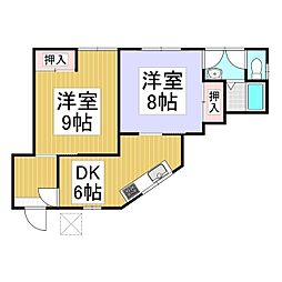 陽光ハイツ 2DKの間取図画像