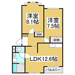 ビューレット・エ・メール 2LDKの間取図画像