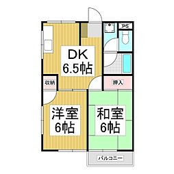 ドミール飯坂 2DKの間取図画像