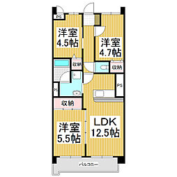 セントラル稲丘 3LDKの間取図画像