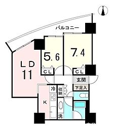 ザ・シーン城北アストロタワー 2LDKの間取図画像