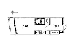 築浅ペットOK CircleGardenKamata 京急蒲田徒歩4分 4階ワンルームの間取り