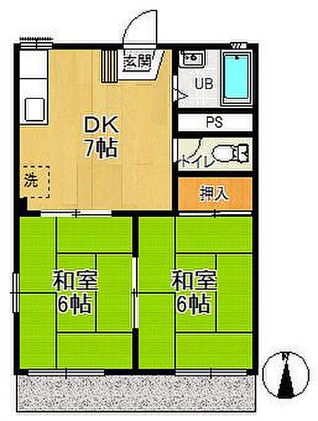 第三フラワーコーポ 105｜埼玉県狭山市東三ツ木(賃貸アパート2DK・1階・35.44㎡)の写真 その2