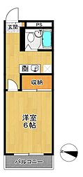 カーサ・カリートA 1Kの間取図画像