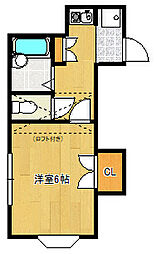 メゾン・プチ三国 2階1Kの間取り