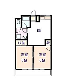 くらしまマンション2 2DKの間取図画像
