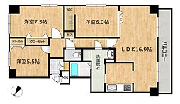スカイタウン千歳 3LDKの間取図画像