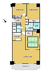 クリーンリバー新発寒2 3LDKの間取図画像