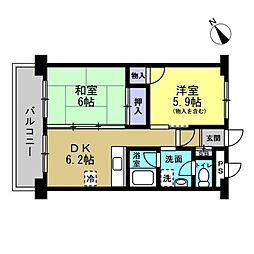 インペリアル麻生C 1LDKの間取図画像