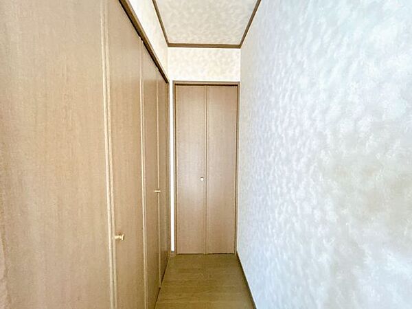 【現況写真】1階洋室の収納スペースになります。奥はウォークインのクローゼットになっており、収納スペースにも困りません。