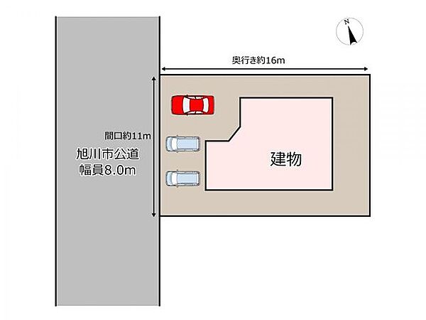 【区画図】お車は最大三台駐車可能です。駐車計画にご利用ください。