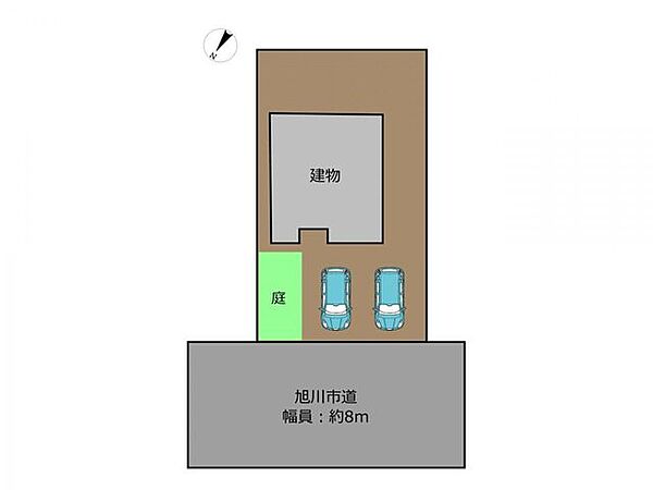 【区画図】普通車2台並列駐車可能です。お車が多い方も安心ですね。