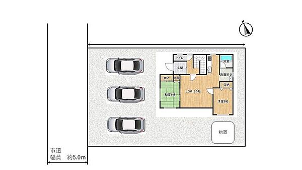 【区画図】駐車場は3台可能です。
