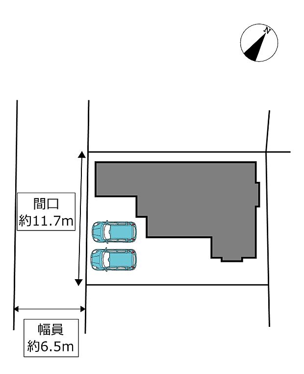 【リフォーム中】区画図です。車庫一台と並列2台で合計3台駐車スペース確保する予定です。