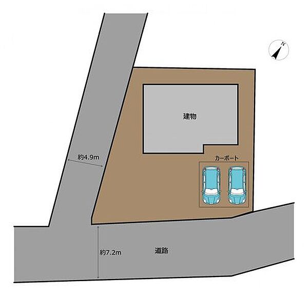 【リフォーム中】区画図です。カーポートに2台駐車可能です。